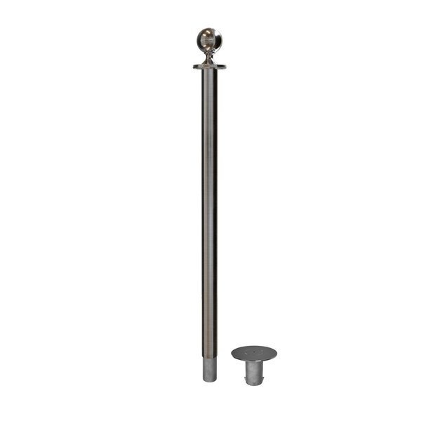 Montour Line Stanchion Post and Rope Removable Base Sat.Steel Post Ball Top CXR-SS-BA